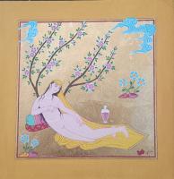 Persian Garden - Gouache And Goldsheet Paintings - By Aynaz Najafi, Miniature Painting Artist