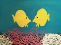Yellow Tangs - Oil On Canvas Paintings - By Leslie Dannenberg, Realism Painting Artist