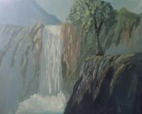 Waterfall - Acrylic Paintings - By Stig Wall, Traditional Painting Artist
