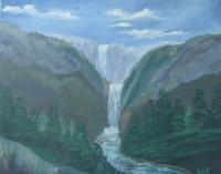 Twin Waterfal - Acrylic Paintings - By Stig Wall, Traditional Painting Artist