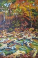 Sope Creek - Oil On Canvas Paintings - By Claudia Thomas, Impressionistic Landscape Painting Artist