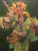 Cannas Flower - Oil On Canvas Paintings - By Claudia Thomas, Botanical Painting Artist
