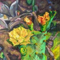 Botanicals - Prickly Pear Bloom - Oil On Canvas