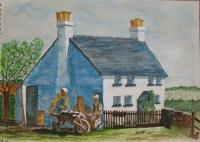 My Old Cottage - Water Colour Paintings - By Bampy Dragon, Realism Painting Artist