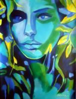 Colorful Energy - Lady Blue - Sold - Acrylic On Canvas