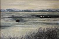 Winter And River - St Lawrence River Canada - Oil On Canvas