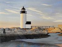 Lighthouse In Massachusetts - Oil On Canvas Paintings - By Qiufen Wei Marmo, Realism Painting Artist