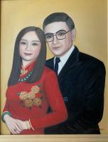 My Husband And I In 1996 - Oil On Canvas Paintings - By Qiufen Wei Marmo, Realism Painting Artist