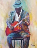 Music - Guitar Player - Oil On Canvas