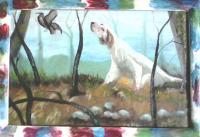 Hunting Dog - Art Paintings - By Antonio Cariola, Oil On Canvas Painting Artist