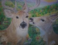 Deer In The Autumn Smoky Mountains - Colored Pencil Drawings - By Deidra Smith, Realism Drawing Artist