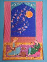 Esfahan Style - Come To Me When Its Full Moon - Gouache And Goldsheet