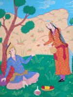 Esfahan Style - Spring Day In Esfahan - Gouache And Goldsheet