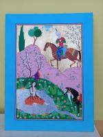 Khosro Sees Shirin - Gouache And Goldsheet Paintings - By Aynaz Najafi, Miniature Painting Artist