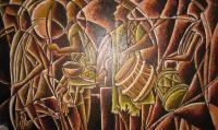 Artist - Hausa War Dancers - Oil On Canvas