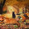 Cats In Autumn - Digital Digital - By Aura 2000, Animal Digital Artist