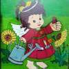 Cute Angel On Garden - Enamel Painting Glasswork - By R Shankari Saravana Kumar, Reverse Glass Painting Glasswork Artist