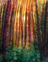 Sunset In A Forest - Watercolour On Paper Paintings - By Arunima Kapoor, Impressionism Painting Artist
