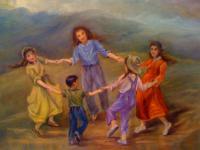 Children At Play - Canvas Oil Base Paint Paintings - By Rodigos De Art, Impressionist Painting Artist