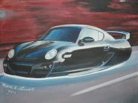 2008 Porsche Cayman - Acrylic On Canvas Paintings - By Marc Lambert, Fine Art Painting Artist