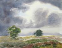 Stormy Sky Landscape - Watercolor Paintings - By Hans Aabeck-Ackermann, Impressionist Painting Artist