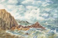 Landscapes - Vintage Storm At Rocky Shore - Watercolor