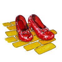 Wizard Of Oz-Ruby Slippers - Sold - Watercolor Paintings - By Artist Irina Sztukowski, Decorative Painting Artist