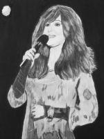 Cher In Concert - Charcoal Drawings - By Cathy Jourdan, Realism Drawing Artist