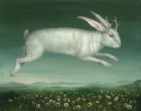 Flying Jackalope - Acrylic On Canvas Paintings - By Irena Aizen, Surreal-Symbolical Art Painting Artist