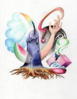 Candle Stump - Colored Pencil Drawings - By Mitch Nolte, Surrealism Drawing Artist