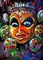 The Kathakali Dancer - Acrylic Paintings - By Sumit Datta, Expressive Realism Painting Artist