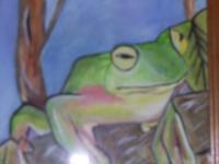 Lucky Frog On A Limb - Watercolor On Paper Paintings - By James Bentley, Nature Painting Artist